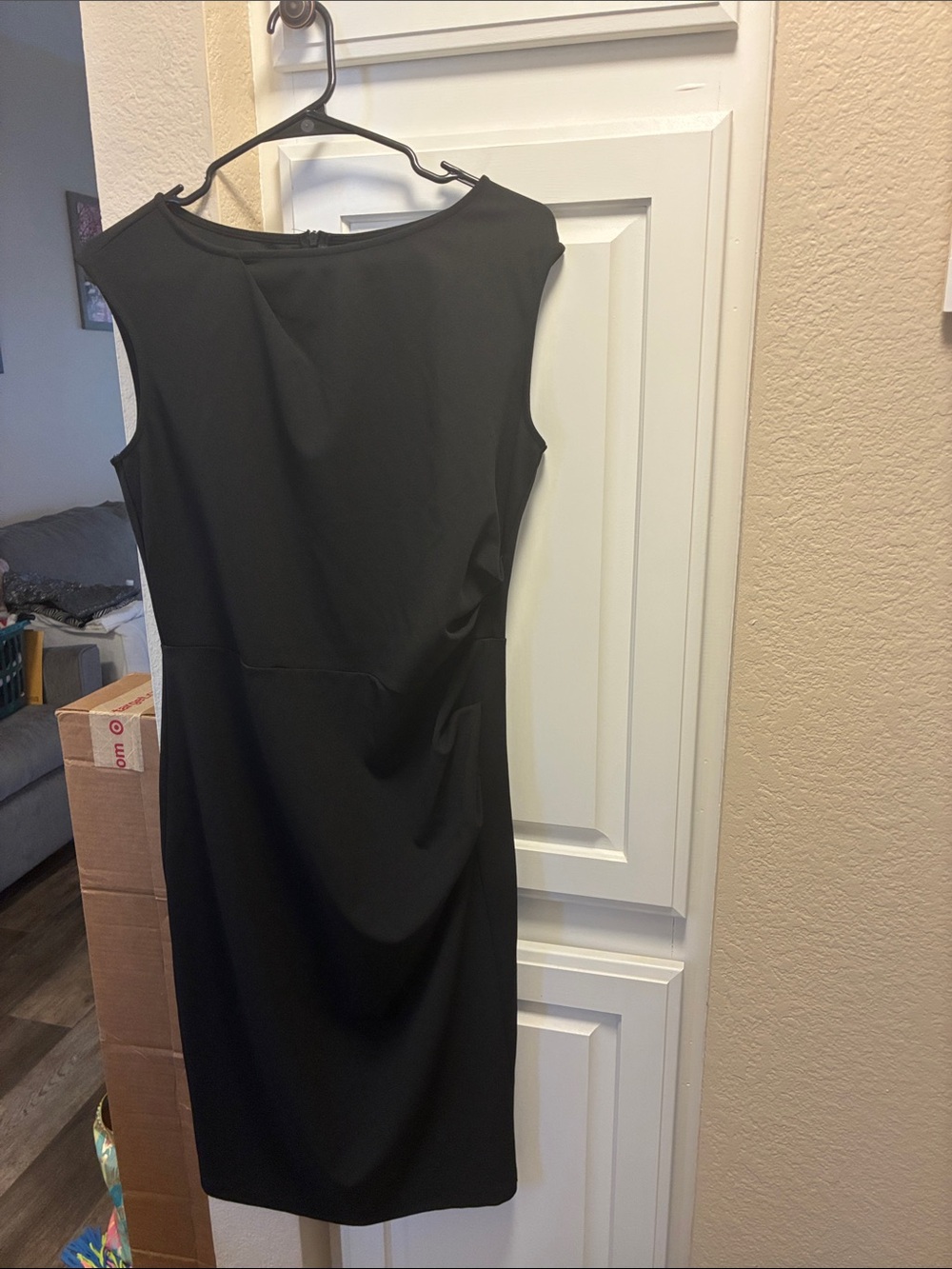 Miusol Black Midi Sheath Dress with side ruching